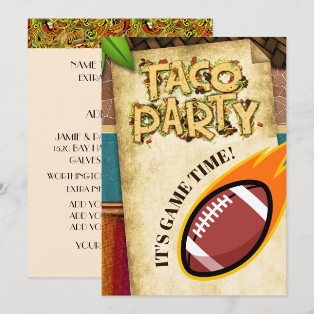Invitation à la fête des tacos de football (Devant / Derrière)