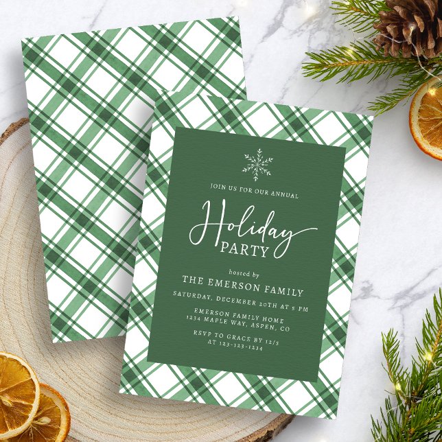 Invitation à la fête des Vacances Vertes et Blanch (Green and White Holiday Party Invitation
)