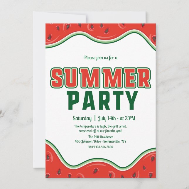 Invitation à la fête d'été (Devant)