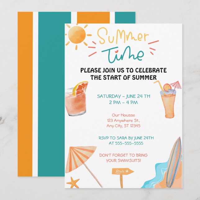Invitation à la Fête d'Été (Devant / Derrière)