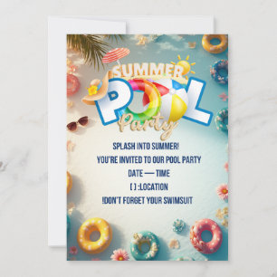 Invitation à la fête d'été à la piscine