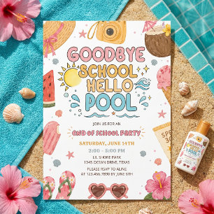 Invitation à la fête d'été Adieu l'école Bonjour l