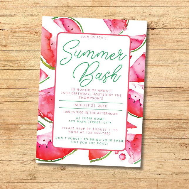 Invitation à la fête d'été au bord de la piscine - (Créateur téléchargé)