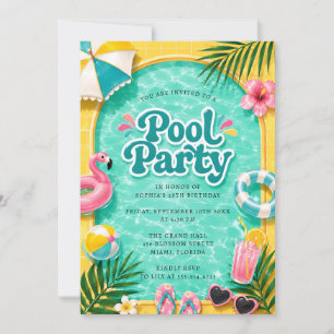 Invitation à la fête d'été au bord de la piscine