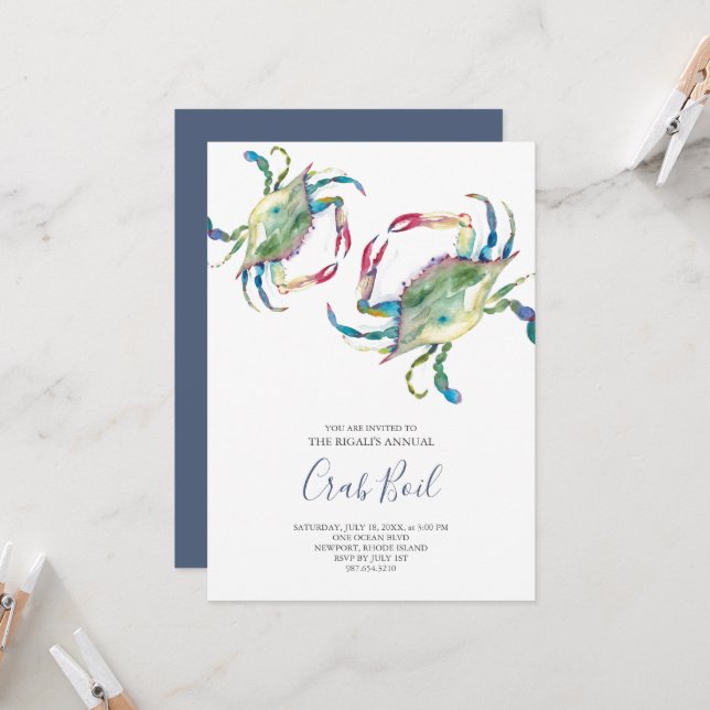 Invitation à la fête d'été de Crab Boil (Devant/Arrière en situation)