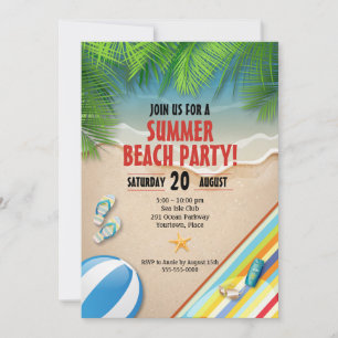Invitation à la fête d'été de la plage
