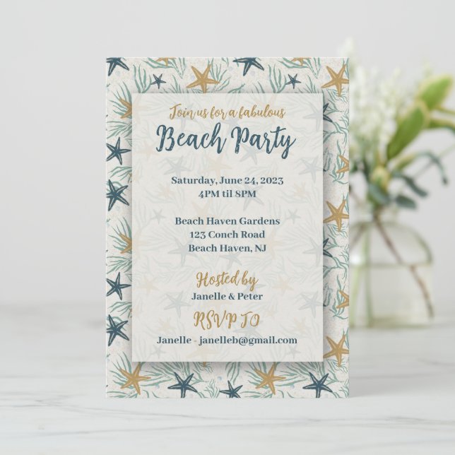 Invitation à la fête d'été de plage (Debout devant)