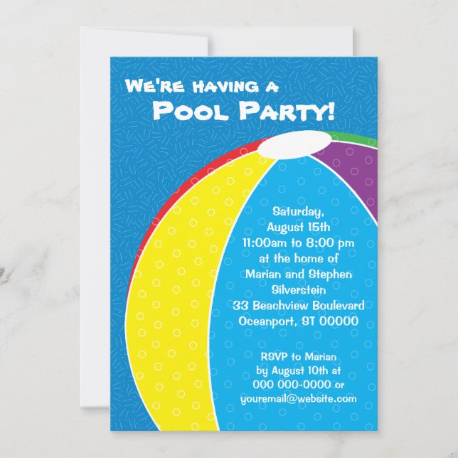 Invitation à la fête d'été du Beach Ball (Devant)