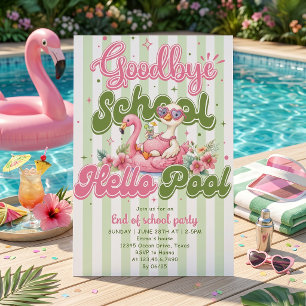 Invitation à la fête d'été piscine rayures vertes