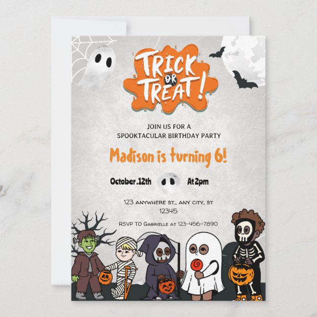 Invitation à la fête d'Halloween (Devant)