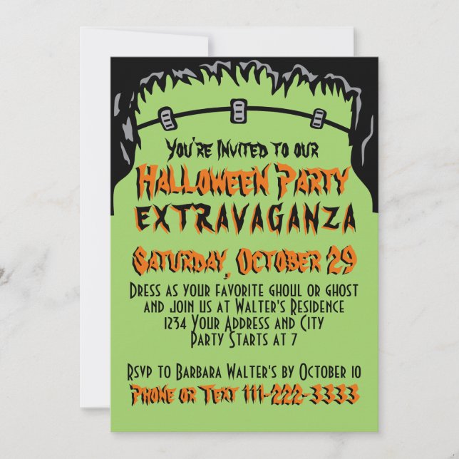 Invitation à la fête d'Halloween (Devant)