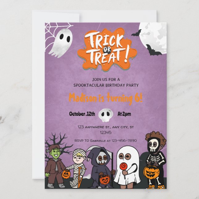 Invitation à la fête d'Halloween (Devant)