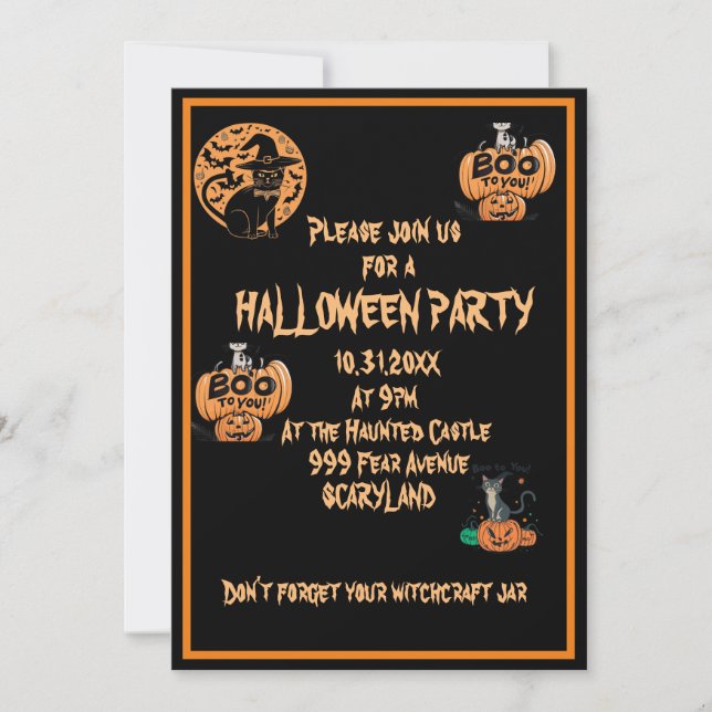 Invitation à la fête d'Halloween (Devant)