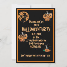 Invitation à la fête d'Halloween