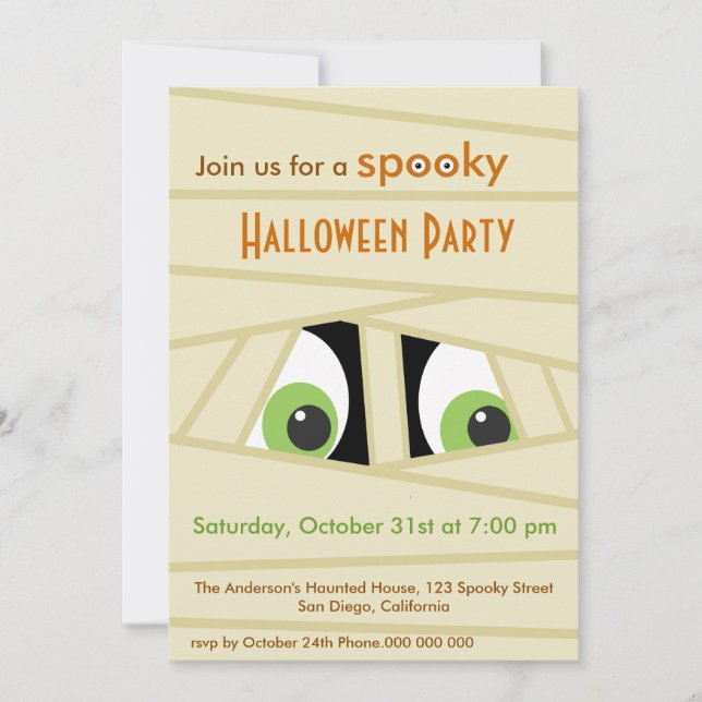 Invitation à la fête d'Halloween à la tête de mama (Devant)
