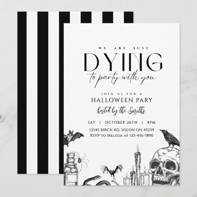 Invitation à la fête d'Halloween adulte moderne vi (Devant / Derrière)
