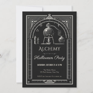 Invitation à la fête d'Halloween Alchimie sur tabl