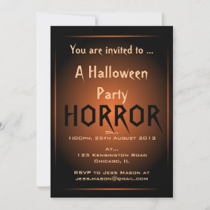 Invitation à la fête d'Halloween Black & Orange