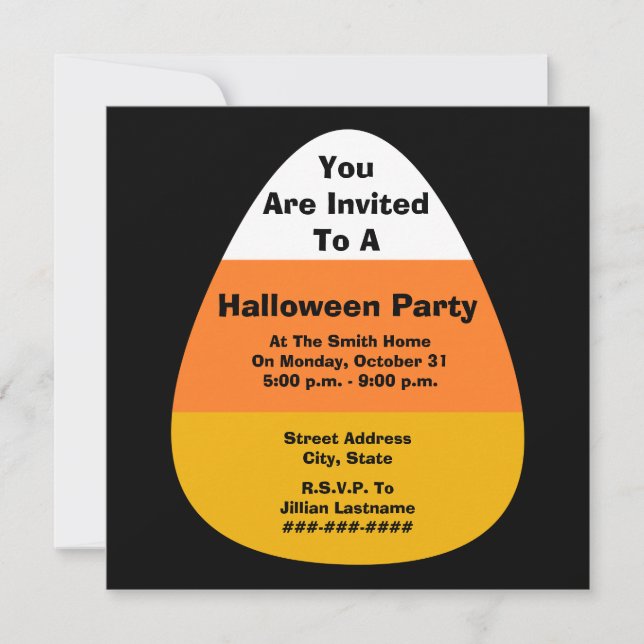Invitation à la fête d'Halloween Candy Corn (Devant)