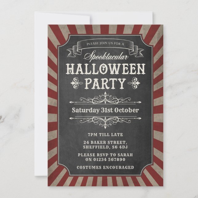 Invitation à la fête d'Halloween - Circus Party (Devant)