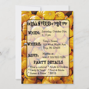 Invitation à la fête d'Halloween Citrouille & Chat