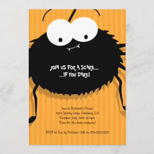 Invitation à la fête d'Halloween Cute Cuddly Spide
