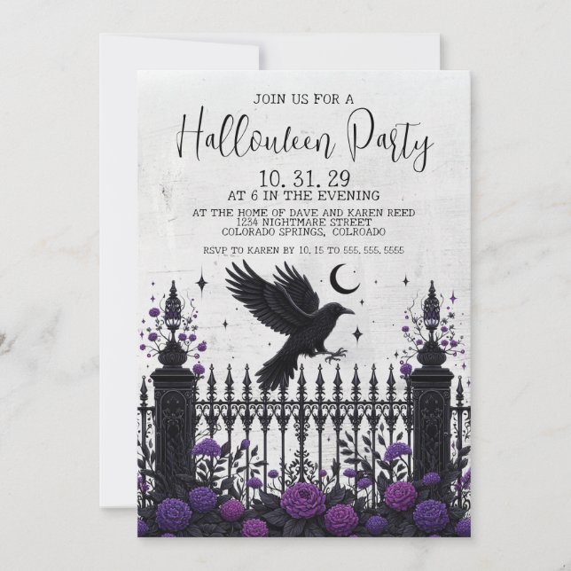 Invitation à la fête d'Halloween de la clôture got (Devant)
