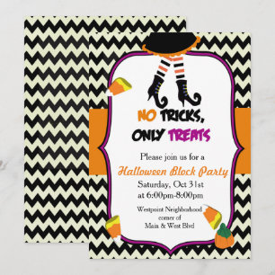 Invitation à la fête d'Halloween de la petite sorc