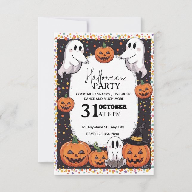 Invitation à la fête d'Halloween de style Kawaii - (Devant)