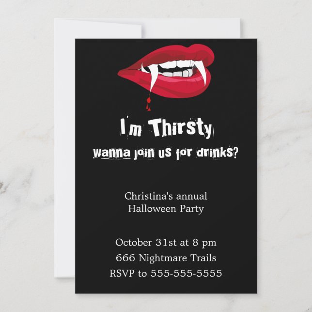 Invitation à la fête d'Halloween de Thirsty Vampir (Devant)
