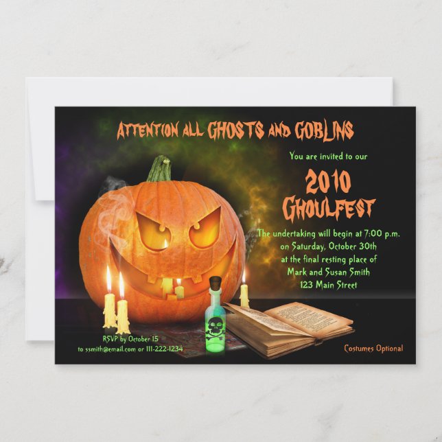 Invitation à la fête d'Halloween déplaisant Jack O (Devant)