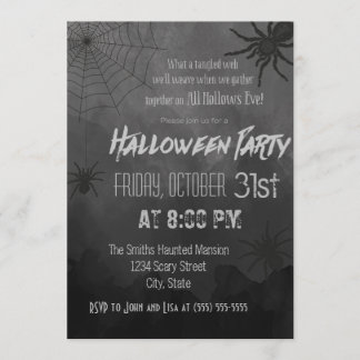 Invitation à la fête d'Halloween des araignées