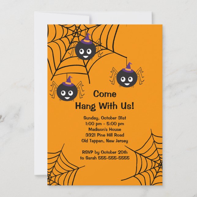 Invitation à la fête d'Halloween des araignées mûr (Devant)