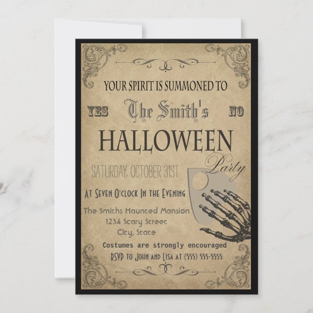 Invitation à la fête d'Halloween des esprits (Devant)