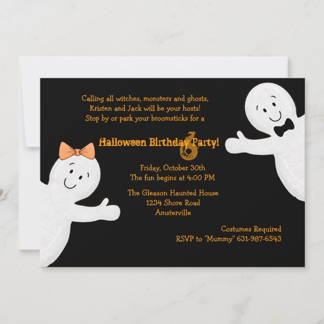 Invitation à la fête d'Halloween des frères et soe (Devant)