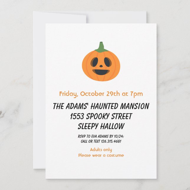 Invitation à la fête d'Halloween d'orange noir pou (Dos)