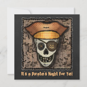 Invitation à la fête d'Halloween du crâne pirate p