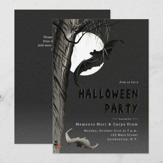 Invitation à la fête d'Halloween Éffrayante du crâ (Devant / Derrière)