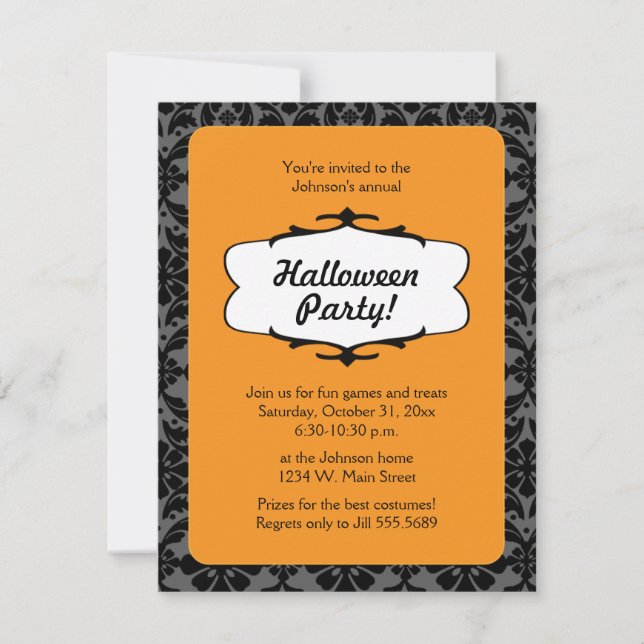 Invitation à la fête d'Halloween gothique noir et  (Devant)