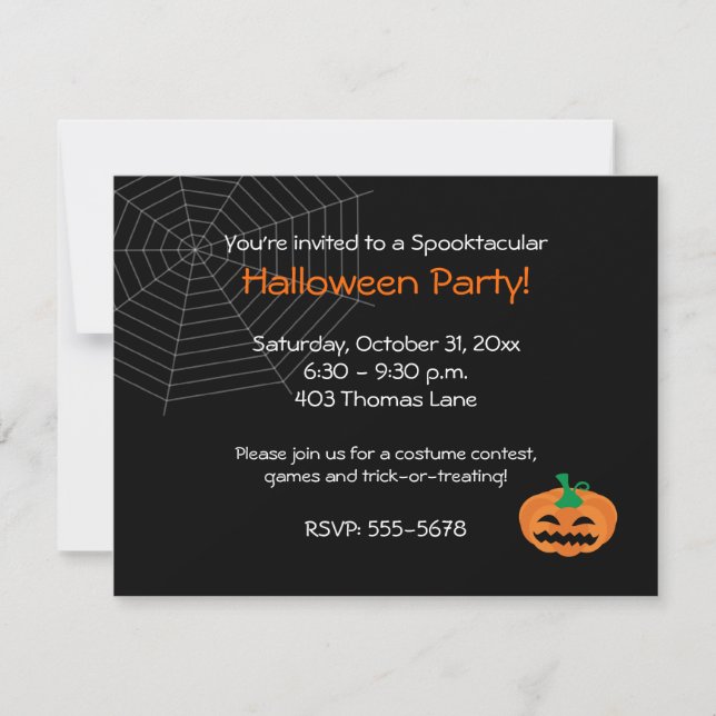 Invitation à la fête d'Halloween Jackolantern (Devant)