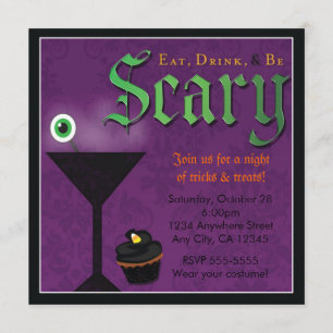 Invitation à la fête d'Halloween 'Manger, boire et