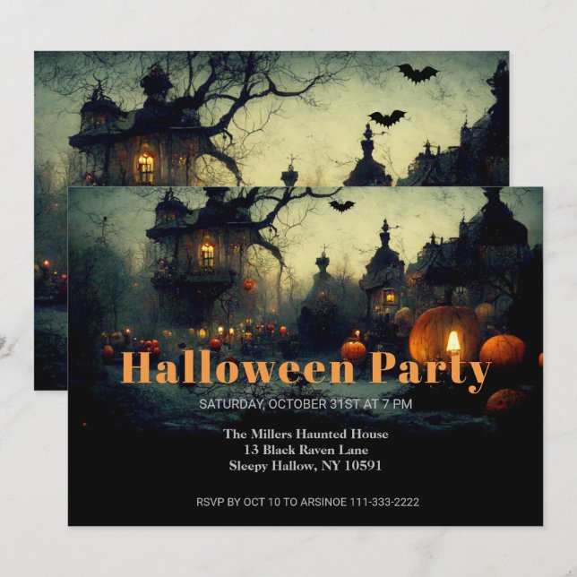 Invitation à la fête d'Halloween médiévale foncée (Devant / Derrière)