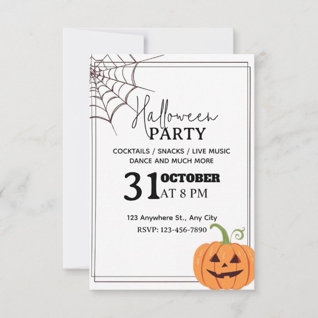 Invitation à la fête d'Halloween minimale - modifi (Devant)