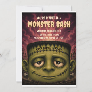 Invitation à la fête d'Halloween Monster Bash