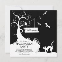 Invitation à la fête d'Halloween noir moderne