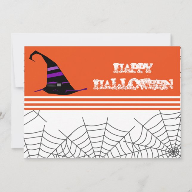 Invitation à la fête d'Halloween Orange & Noir (Devant)