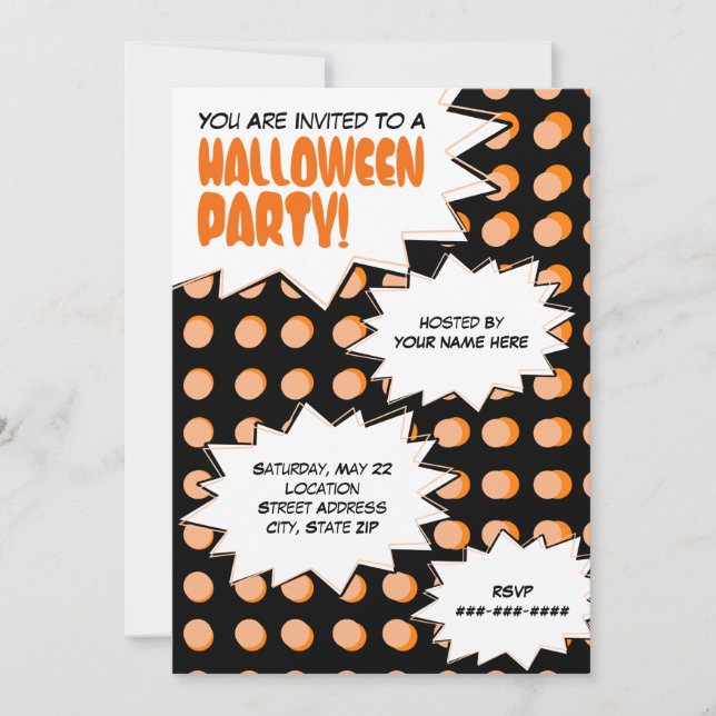 Invitation à la fête d'Halloween Pop Art (Devant)