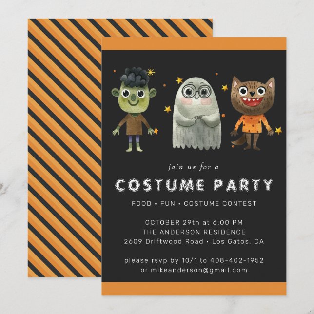 Invitation à la fête d'Halloween pour enfants (Devant / Derrière)