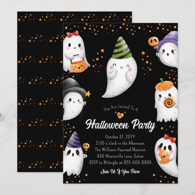 Invitation à la fête d'Halloween pour les enfants  (Devant / Derrière)