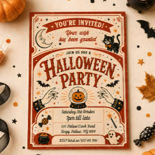 Invitation à la fête d'Halloween Retro Wish Grante